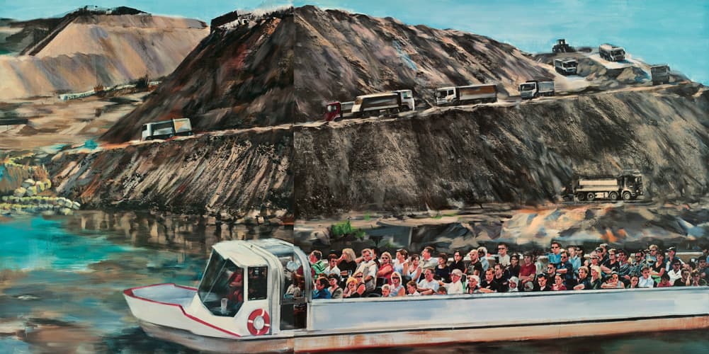 이문주, <모래산 건설>, 캔버스에 아크릴, 172x344cm, 2011. 개인 소장. 작품 이미지 작가 제공.
