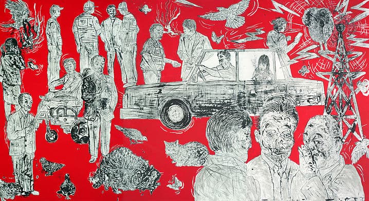 rumor_한지에 먹과 아크릴채색_366x200cm_2016