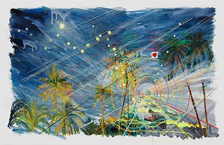 정진_나의 작동시계_종이에 아크릴채색_57×87cm_2018