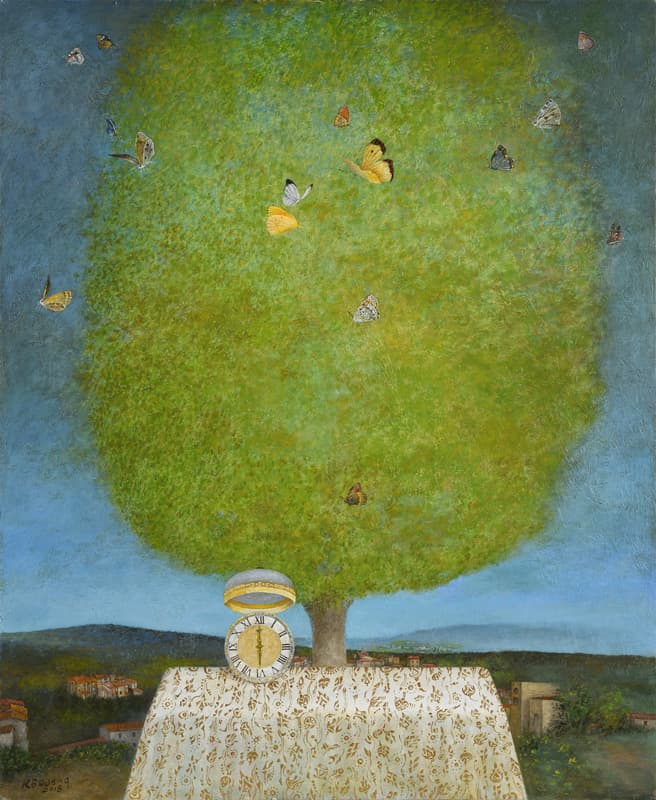 황규백, A TREE AND BUTTERFLIES, 2018, Acrylic and oil on canvas, 122.3x100.7cm