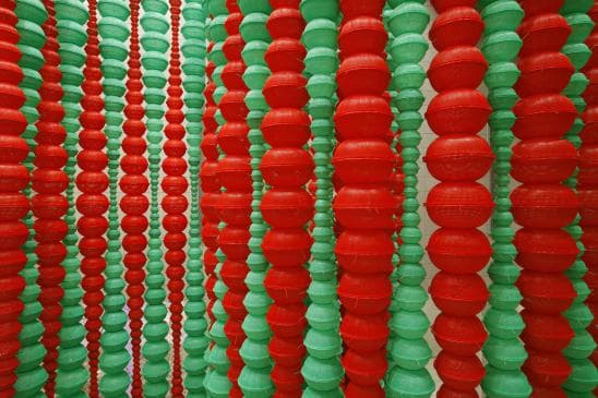최정화, 카발라, 2013, plastic baskets, steel frame, variable installation_16m