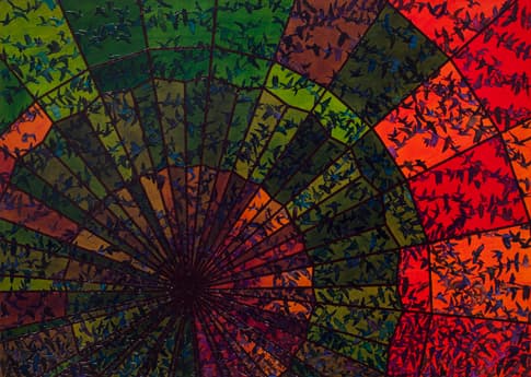 Birds In Flight (3) Acrylic and Paper Collage on Paper 90.9 x 72.7 2015