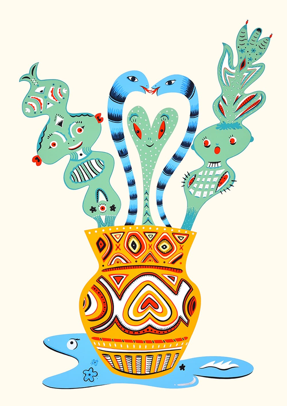 윤진초, 밑빠진 사랑, 84x118 cm, 디지털 프린트 위에 채색, 2018