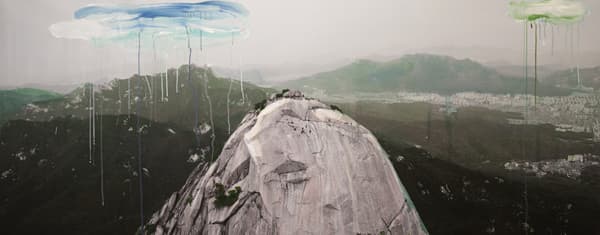 강홍구, 인수봉, 2013, 90x220cm, Photo, mixed media