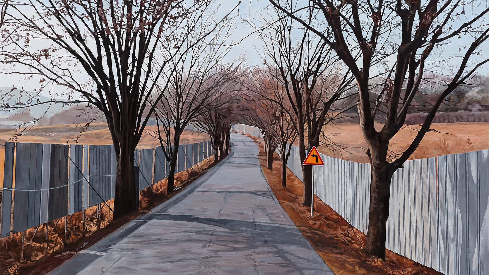 화성 풍경 - 가림막, 2021, 리넨에 유채, 162.1x259.1cm
