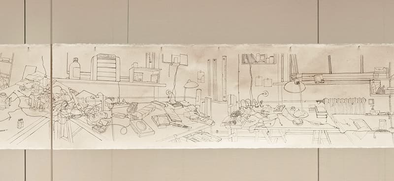 Caruossel (detail), 2015, 격자무늬로 배접한 120장의 종이에 잉크, 38x600cm