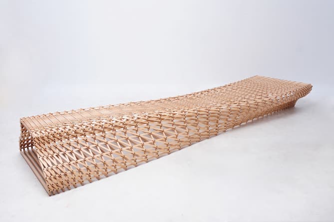 왕현민, Polygon Bench #1, 300x800x40 cm, Beech, 2011
