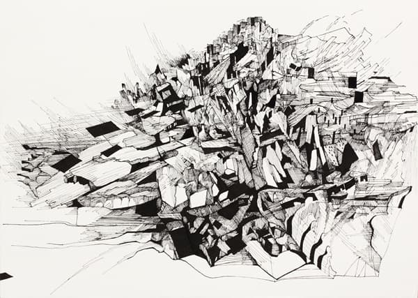Broken city 1, pen on paper, 35x25cm, 2014