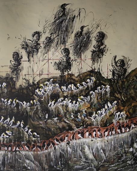 배윤환, 부리 게임 2017 캔버스에 아크릴채색 162.2x130.3cm