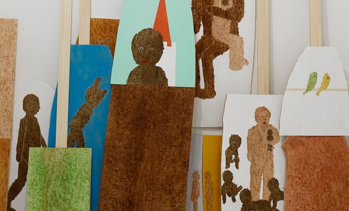 미츠노리 기무라 Mitsunori Kimura  Works collectively displayed  2018  Acrylic on hair growing panel (maple)  Variable sizes