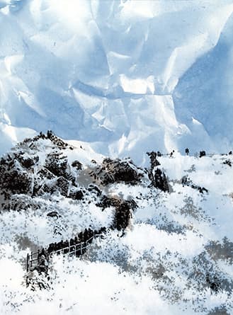 이호욱_설상(雪霜)1_장지에 수묵분색_137×70cm_2018