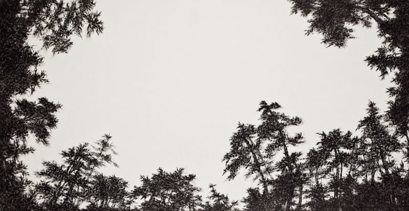 LISTEN FOREST201501, 74x142cm, Ink on koreanpaper, 2015