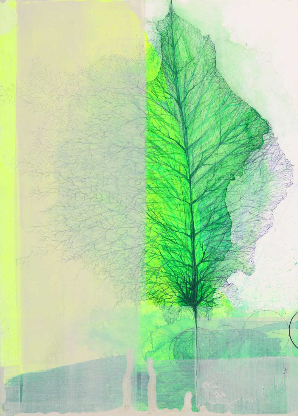 김하영, LEAF, 2019, Colored pencil and acrylic on paper, 35x25cm
