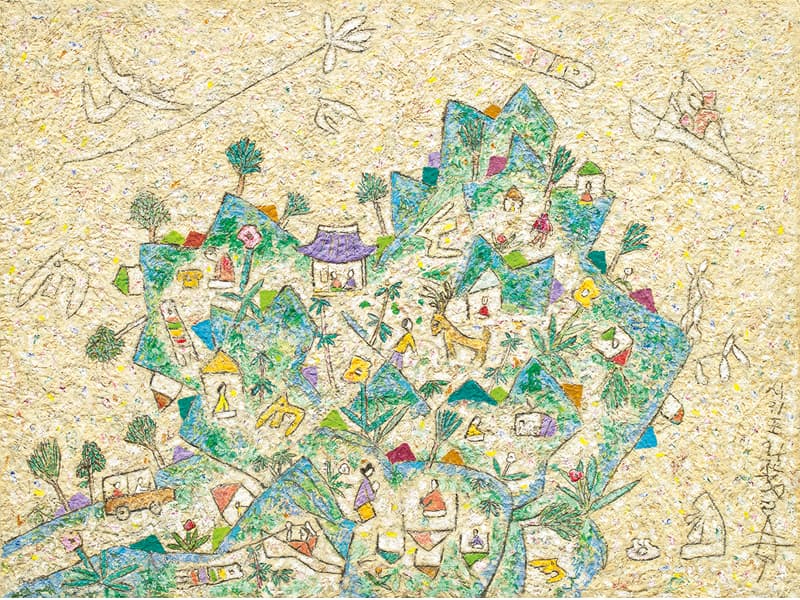 이왈종, 제주생활의 중도 1999-2009 장지위에 혼합 193 x 253 cm