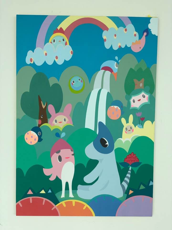 홍지민, Ho & Shine in Wonderland(원더랜드의 호와 샤인), 2019, acrylic on canvas, 115x80cm  2019©Ji Min Hong, LIUSHEN