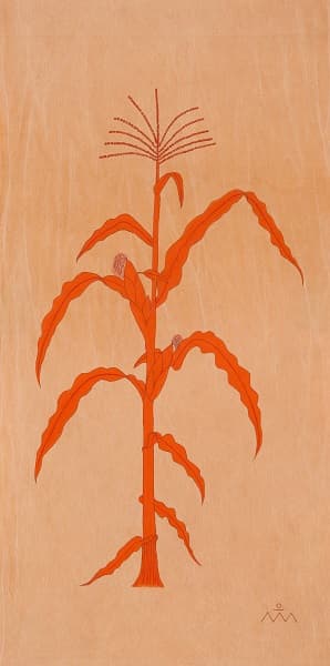 옥수수, 황토 염색천에 안료 50*95cm, 2016