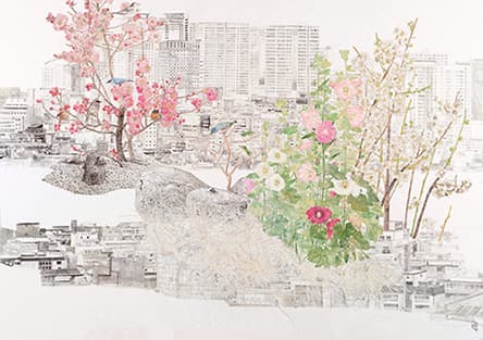 진민욱_이태원매규도(梨泰院梅葵圖)_장지에 수묵채색_121.5x171cm_2017