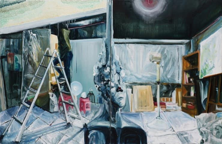 범진용, 조용한 방 room of silent,163x390cm,oil on canvas,2014