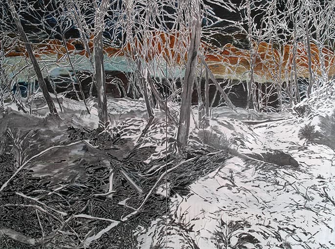 빈우혁, Bastei 51, oil and charcoal on canvas, 193×260㎝, 2016