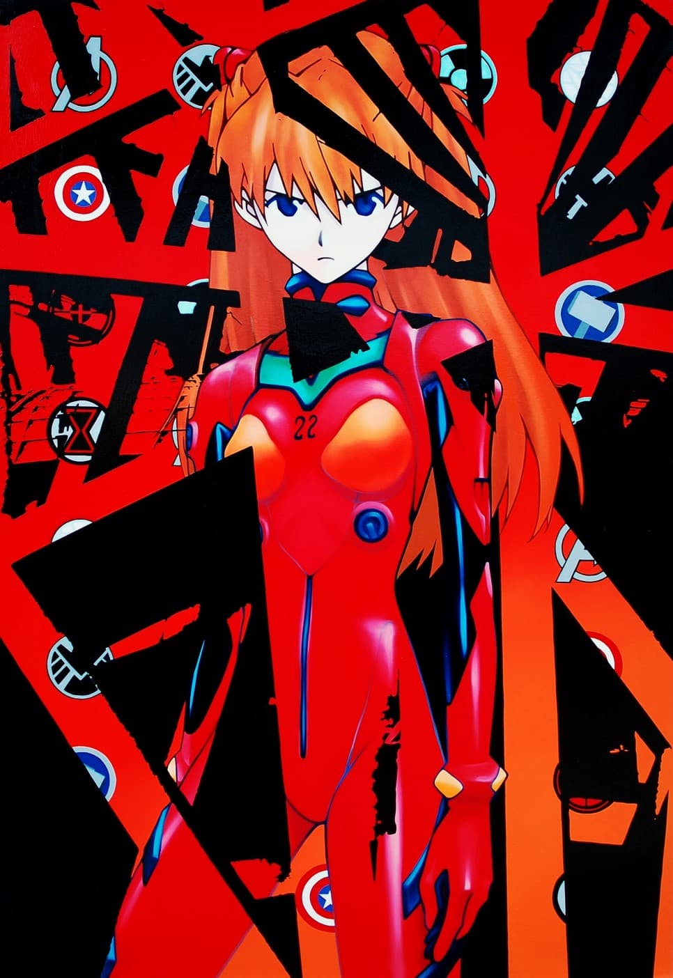 Asuka and the Avengers in the Beijing stadium, Oil on canvas, 130.3 x 89.4cm, 2015