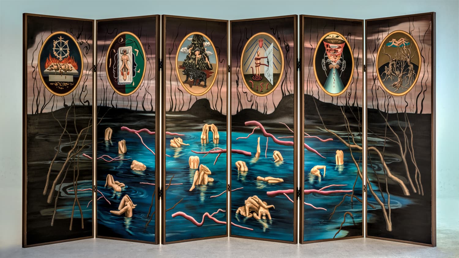 서고운_더 디바인 코메디, 공허한 인간들 (The Divine Comedy, The Hollow Humans)_Oil on Canvas_153X318cm_2017