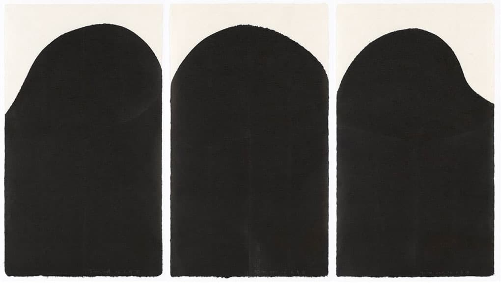 김호득_겹-사이I.II.III, 한지에 먹, 각130.5x75, 2015
