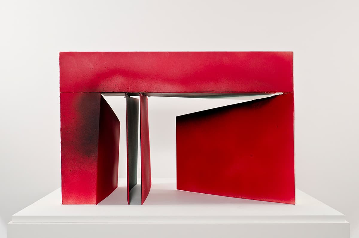 ‘Untitled’ (Gate) 2016 Foam board, card, glue, paper, spray paint, shelf with mild steel brackets 30.4 x 46.6 x 33.7 cm