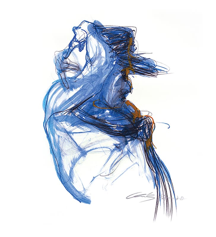 <M>, Acrylic, conte on paper, 60X50cm, 2020