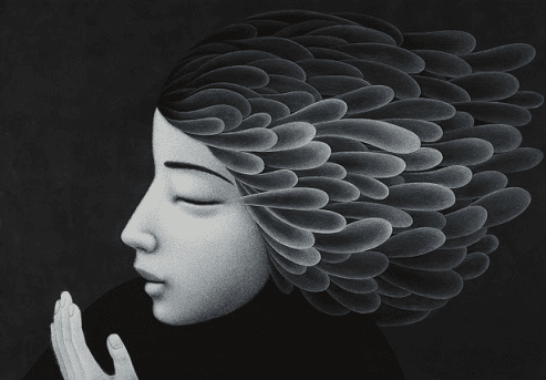 김영훈 , 눈물을 감추려는 위장술 162.2x112.1cm Acrylic on Canvas 2016