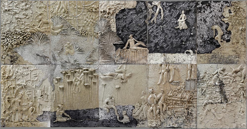 유진식 Jinsik Yoo, Stolen Garden, 2025, Glazed earthenware, raku firing, 80 x 155cm