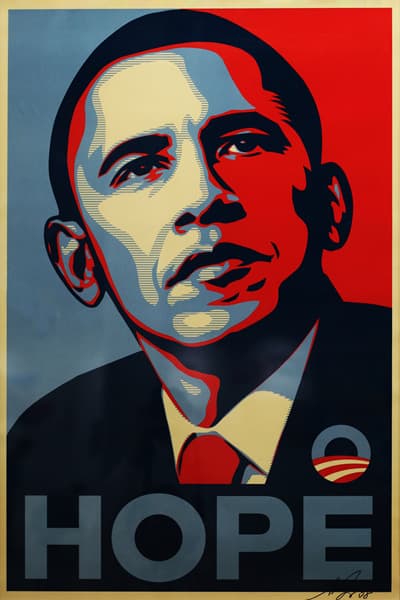 Shepard Fairey, Hope, 87x57cm, Mixed Media Painting, 2008