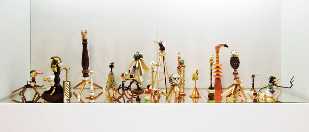 Overlapped Sensibility; Birds(The detail of Installation)_Ceramic, white cement, acrylic on wood_2014