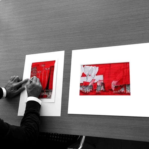 Ico Migliore sketching  – 40x50 cm, black pen and red marker on paper