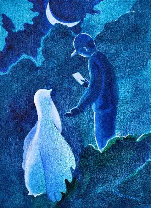 유재연, Bird Talk, 2019, oil on canvas, 33.4x24.2cm