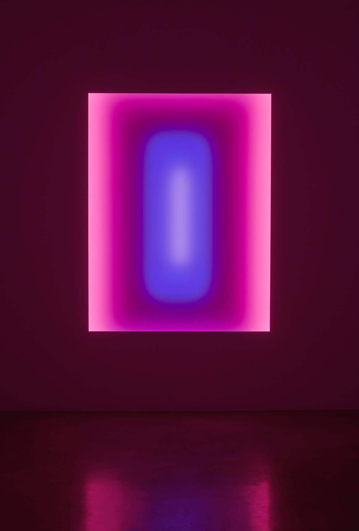 James Turrell, Atlantis, Medium Rectangle Glass, 2019, L.E.D. light, etched glass and shallow space, 56" × 73" (142.2 cm × 185.4 cm) © James Turrell