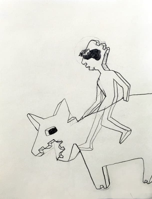 이순주, 마을사냥, 종이/ 연필, 20x24, 2017