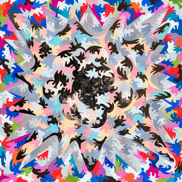 장인희 My moment - Boom 002 mirror PET films, acrylic on canvas 45 x 45cm 2014