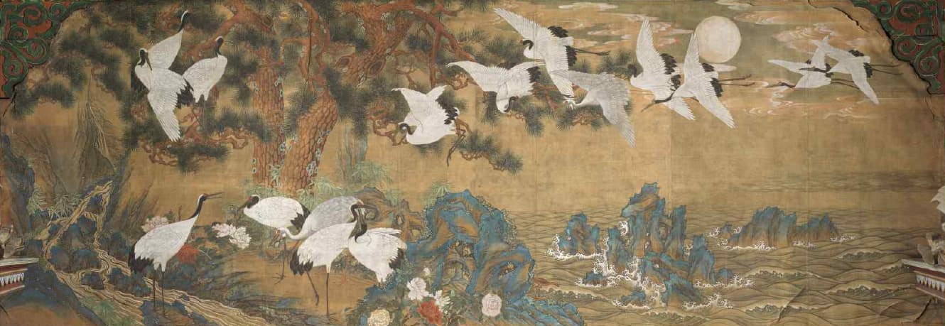 < 백학도(白鶴圖) > 김은호(金殷鎬), 1920년, 비단에 채색(등록문화재 제243호)