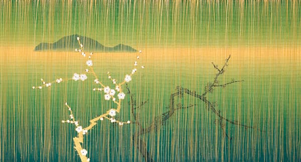 매화는 하얀꽃이다, 100*50cm, 냉금지에 먹담채 금분 은분, 2012