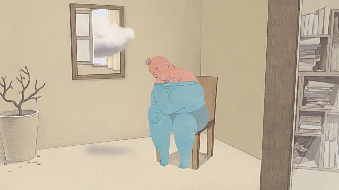 의자 위의 남자 Man on the chair, 정다희, 2014, 7min