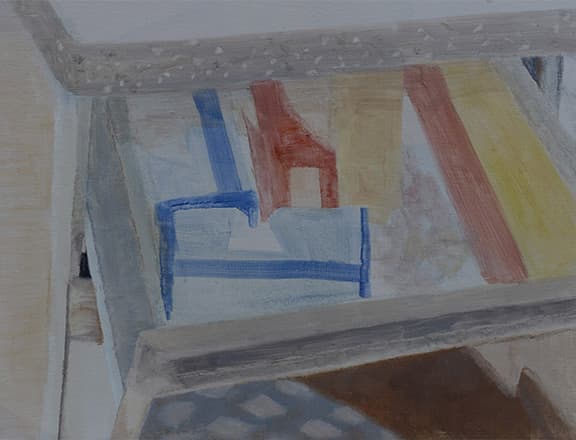 김지희, 75cm아래의 세계- 서랍 밑, 2015, Oil on canvas, 45x53cm