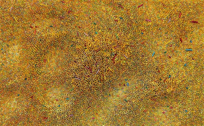 김일화, Seed universe8, 2015, hand dyed hanji, 134X264X15cm