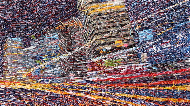 라다운, 남대문을 스치다가2, 2014, Mixed media, 163x98.5cm