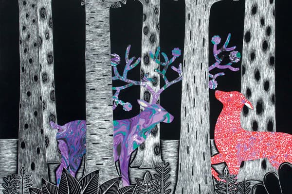 새로운 만남, 소통하다, Mixed Materials on Scratch Board, 700x500mm