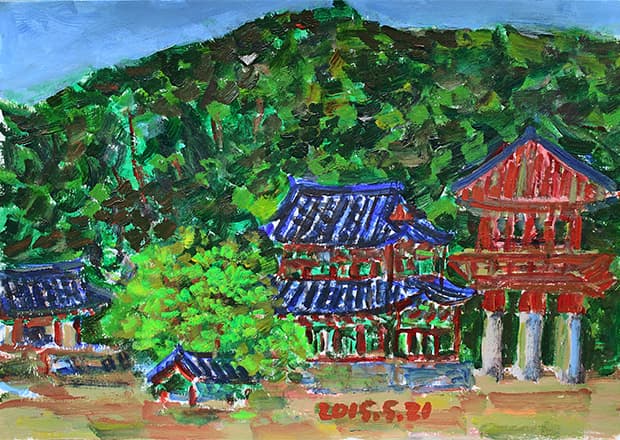 서용선, 장흥 보림사, 2015, Acrylic on paper, 40x59cm