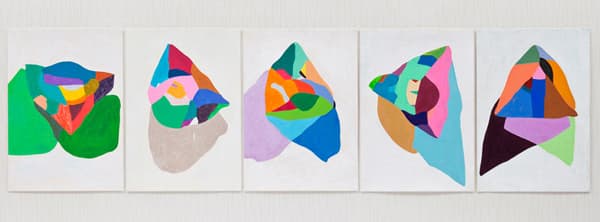 묘사된 뒤틀린 정사면체, 종이에 아크릴, 105 x 30 cm, 2015