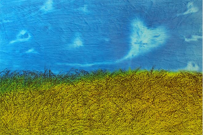 강석태, 어린왕자에게 말을 걸다_오후3시30분, 2015, 한지에 채색, 탁본, 135x90cm