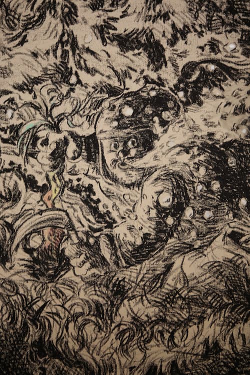 배윤환, 숨 쉬는 섬, 2017 캔버스에 오일파스텔, 아크릴, 270 x 880 cm