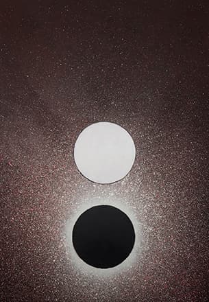해암 오경환, 두개의 블랙홀, 2017, Acrylic on canvas, 302x220cm