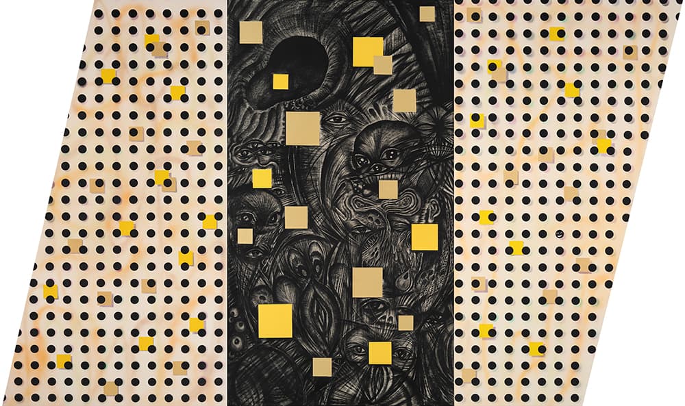 장파_Post-it_Charcoal and Acrylic on paper_220 x 314cm_2019